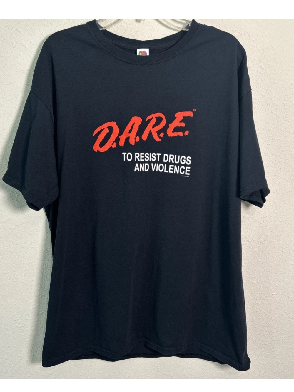VTG D.A.R.E. to Resist Drugs & Violence Fruit Of The Loom T-Shirt Mens XL Black